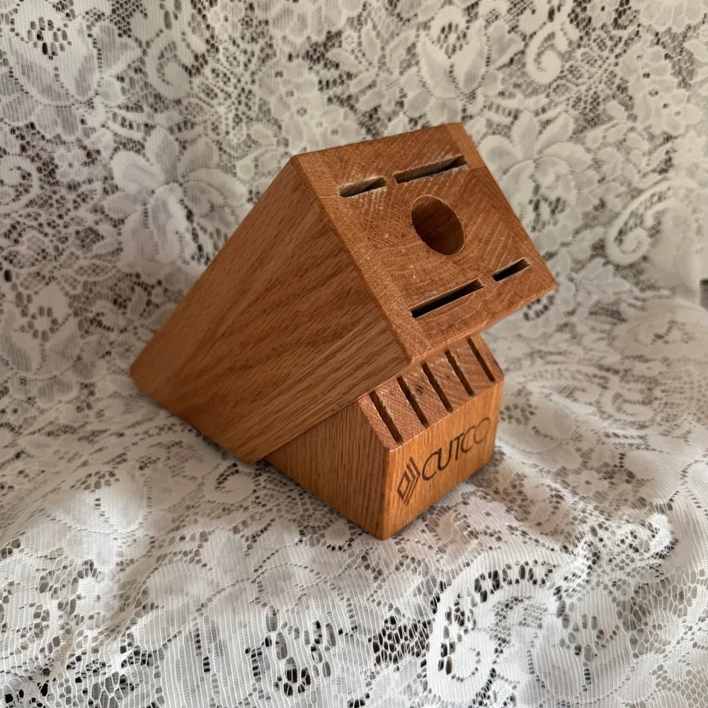 Cutco 10 Slot Oak Solid Wood Knife Block Holder Made in USA Culinary‎ Home Chef